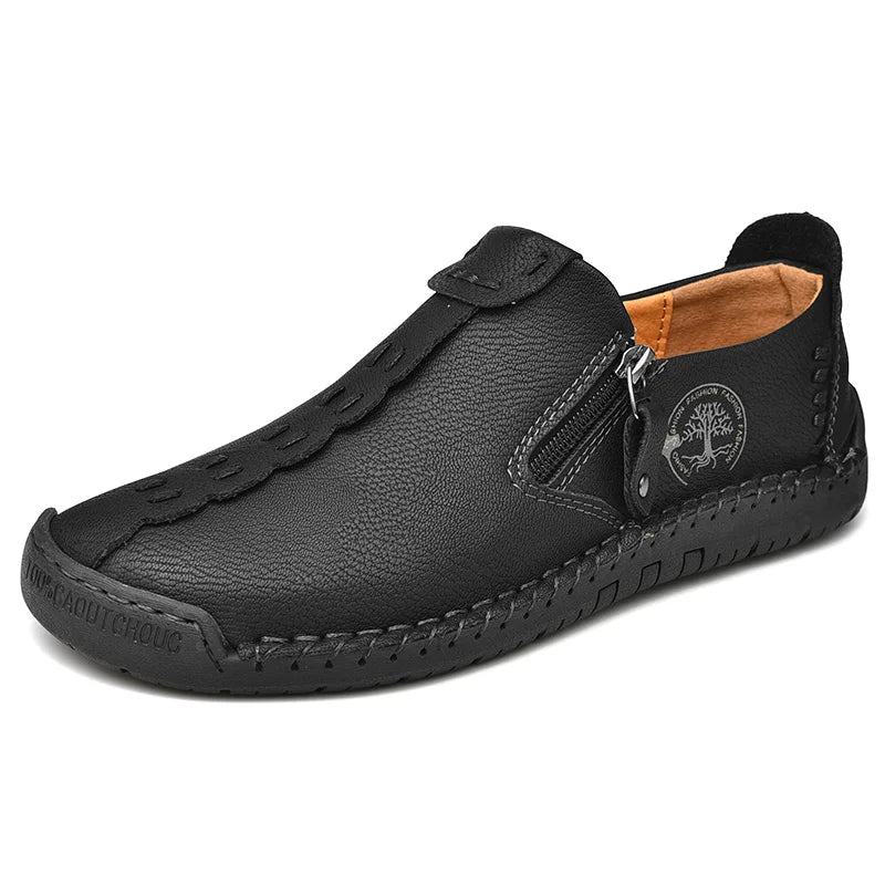 Handmade Leather Men Shoes Casual Slip On Loafers Breathable Leather Shoes