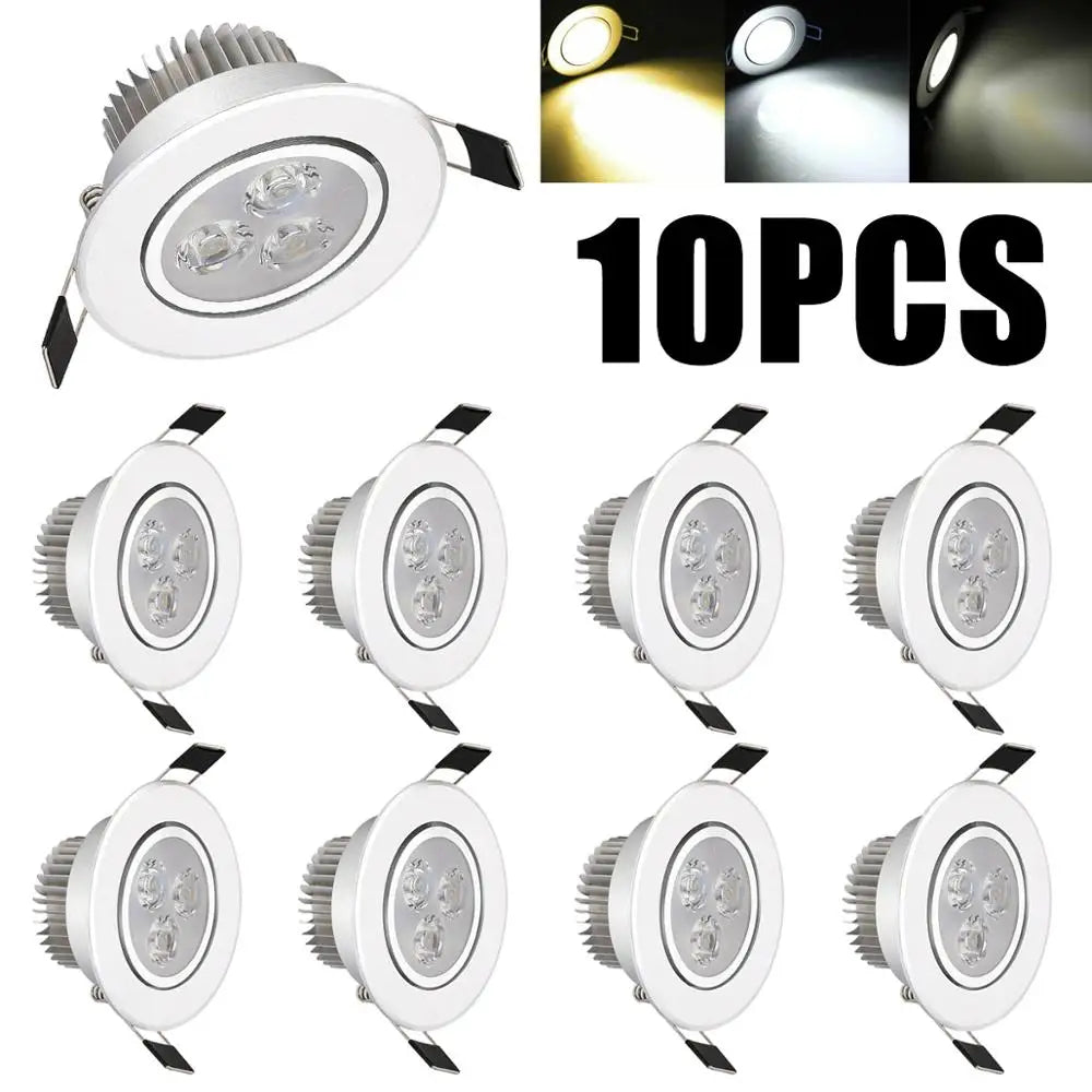 10Pcs 6W Dimmable LED Recessed Ceiling Down Light Cool Warm Natural White Lamp