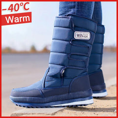 Boots platform snow boots for men thick plush waterproof slip-resistant winter shoes Plus size 36 - 47