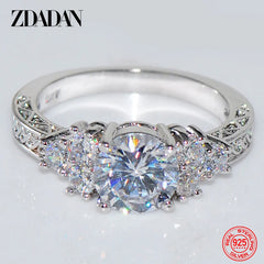 Silver 8MM Zircon Finger Ring For Women Fashion Wedding Jewelry Accessories Wholesale