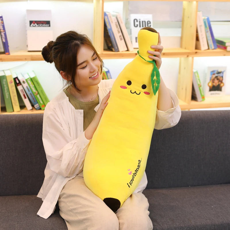 Giant Soft Cartoon Smile Banana Plush Toys Stuffed Fruit Cushion Pillow