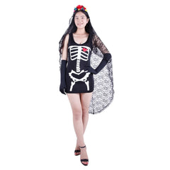 Halloween Costume Corpse Bride Womens Dress Scary Zombie Bridal Cosplay