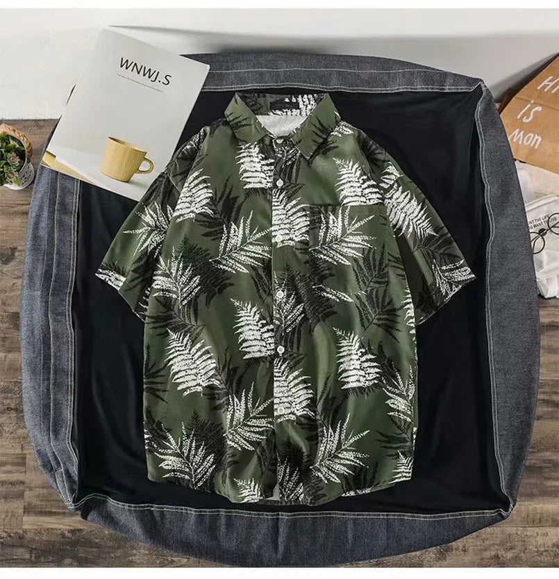 Hawaii Beach Shirt Men Quick Dry Summer Short Sleeve Male Print Casual Shirts