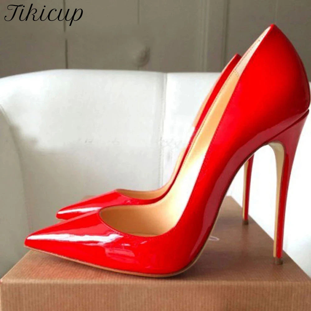 Women Solid Basic Patent Pointed Toe High Heel