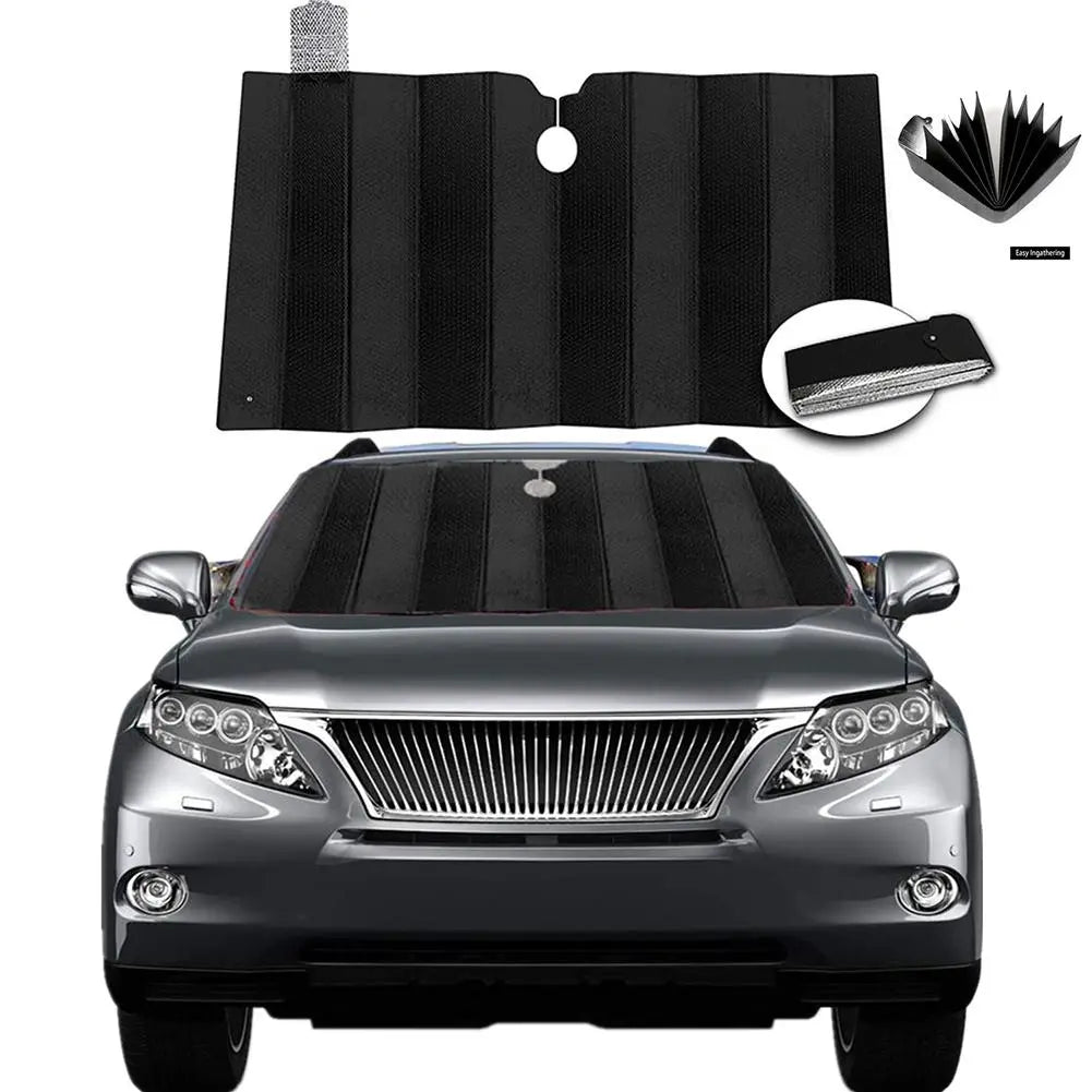 Front Windshield Shade Lightweight Aluminum Foil Accordion Folding Auto Sunshade Blocks UV Rays Sun Visor Car Interior Protector