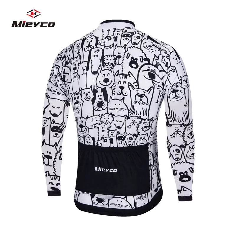 White Cartoon Cat Road Cycling Jersey