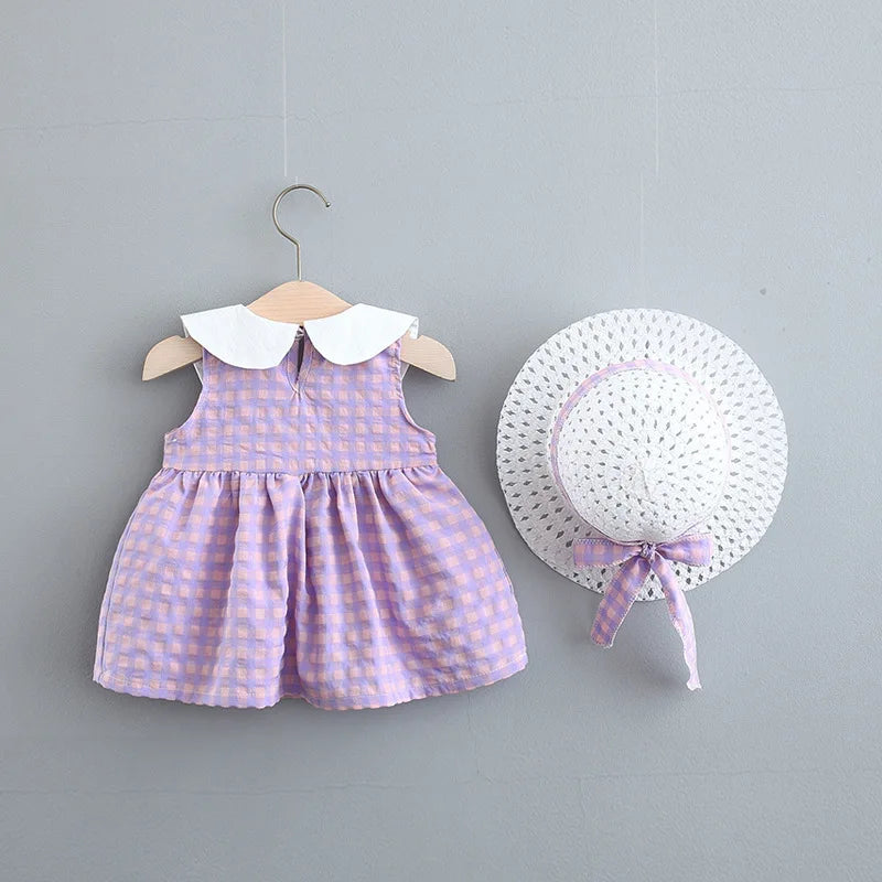 Summer new born baby girl clothes infant birthday plaid dresses princess dress for girls baby clothing outfit thin cool dress