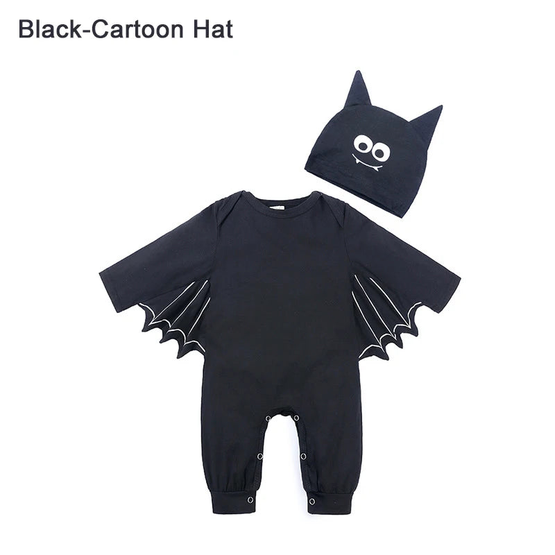 Bat Baby Infant Cotton Rompers Halloween Toddler Kids Adorable Animal Clothes Jumpsuit Hallowmas Costumes With Hat