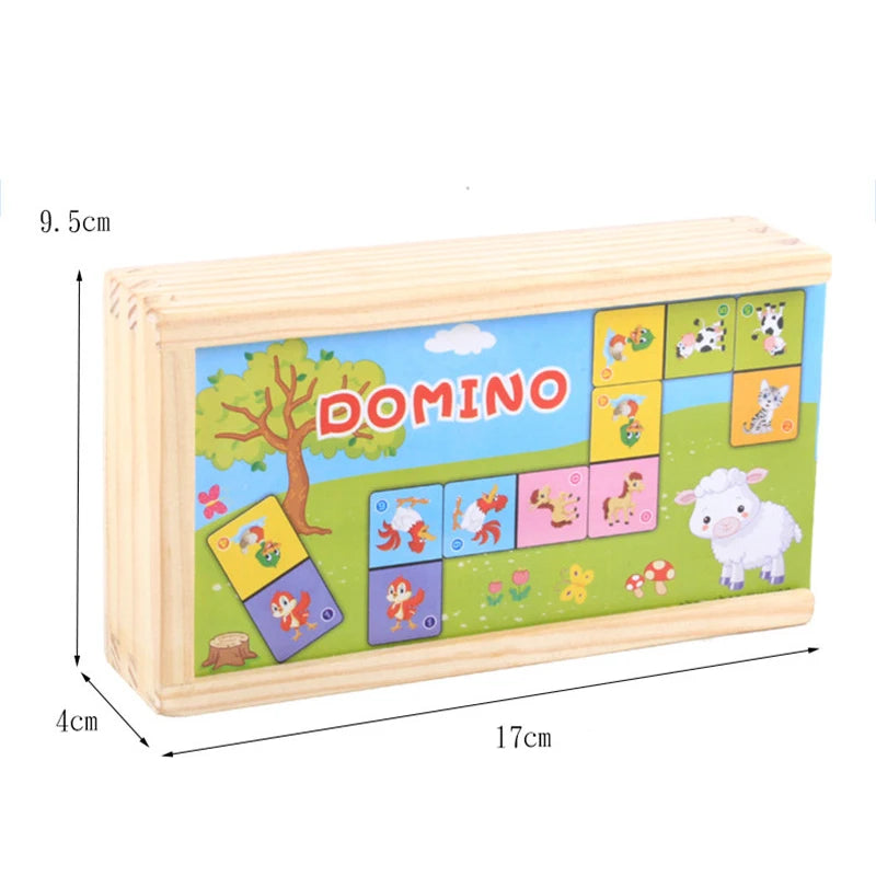 Montessori Wooden Domino Building Blocks Set Early Educational Toys