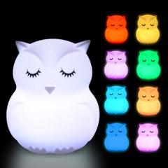 Owl LED Night Light Touch Sensor Remote Control 9 Colors Dimmable Timer Rechargeable Silicone Night Lamp