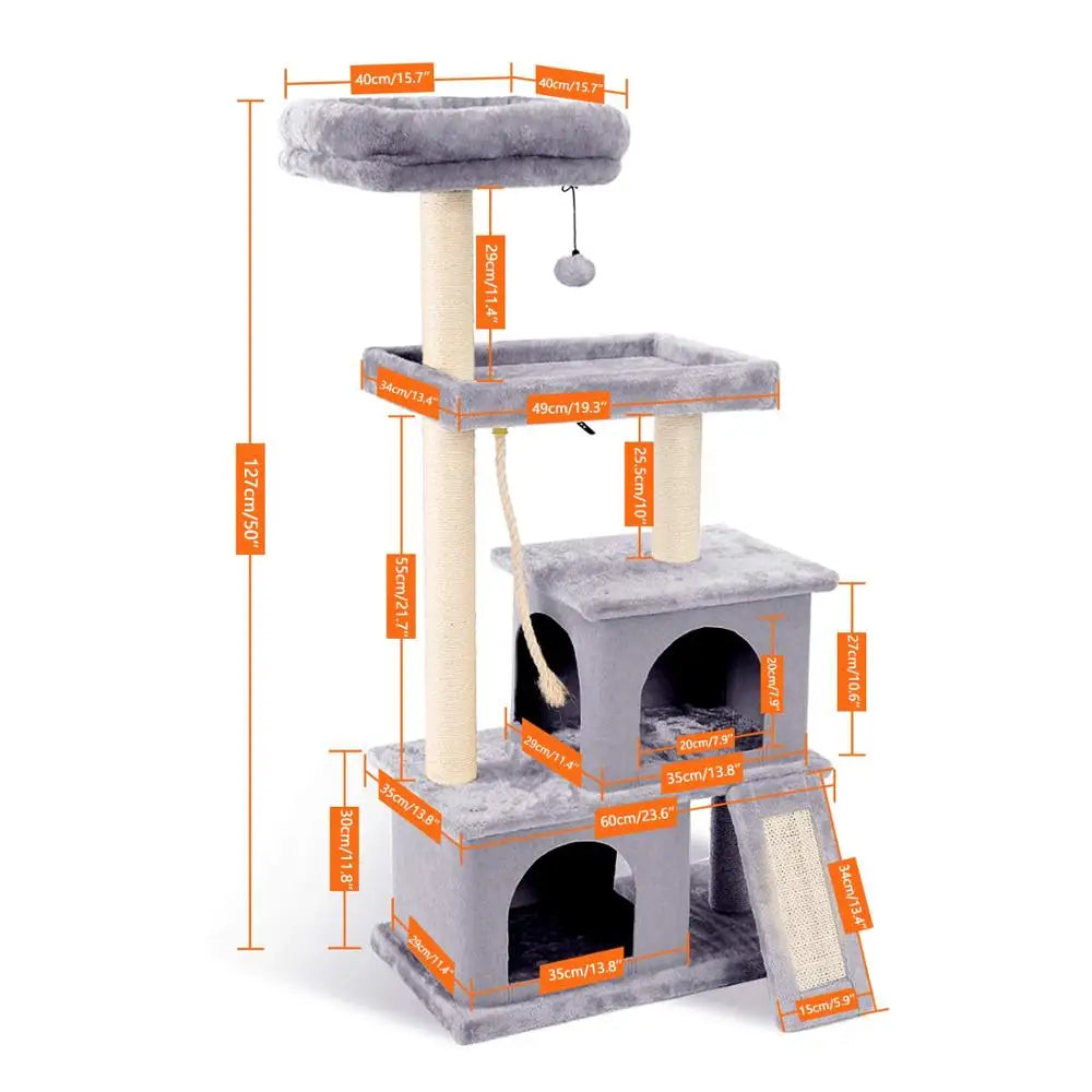 Cat Tree Condo Furniture with Sisal-Covered Scratching Posts Plush Condos for Kittens Cats and Pets