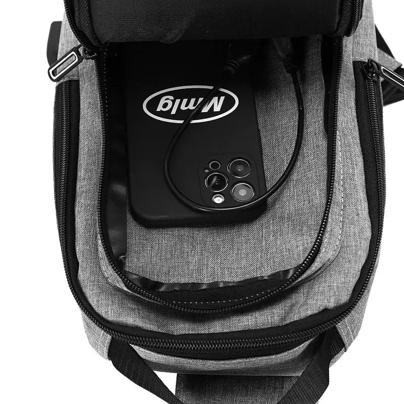 Casual Oxford Men's Chest Bag with USB Charging Port