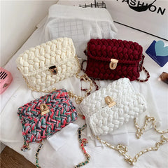 Handmade Woven Women's Crossbody Bags Thread Hook Knitted Shoulder Bag