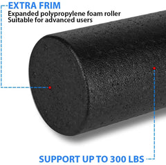 Black Long Massage Yoga Column EPP Extra Firm High Density Foam Roller for Muscle Recovery