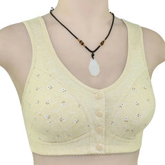 women's soft cotton vest-style middle-aged and elderly bra, large size, no steel ring front buckle underwear