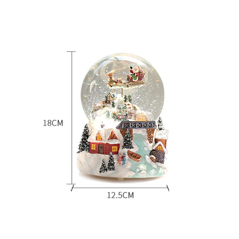 Christmas Music Box Kids Birthday Gift Snowflake Crystal Ball Music Box