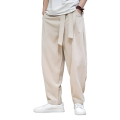 Spring Cotton Linen Pants Men Elastic Waist Casual Harem Pant