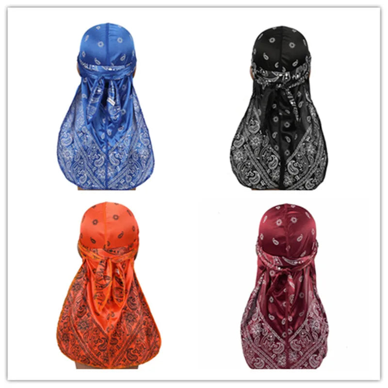 Hair Accessories Silky Durag Bandanas Insect Print Hats For Women Men