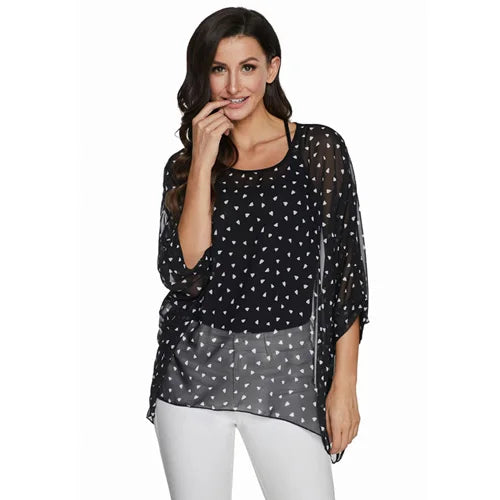 BHflutter Plus Size Women 2021 Fashion Polka Dot Print Black Blouse Shirt Vintage Casual Summer Shirts Chiffon Tops Tees Blusas