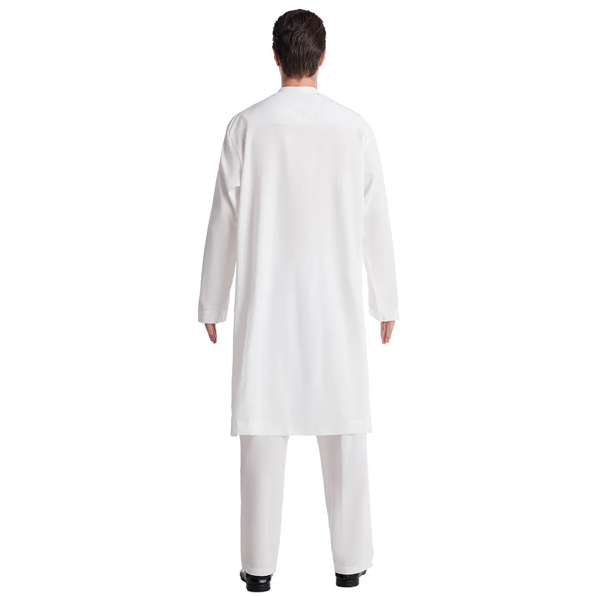 Muslim Arabic Men Jubba Thobe Button Robe+pants2pcs Clothes Suit Abaya Saudi Arabia Eid Turkey Kurtas Islamic Muslim Daily Dress