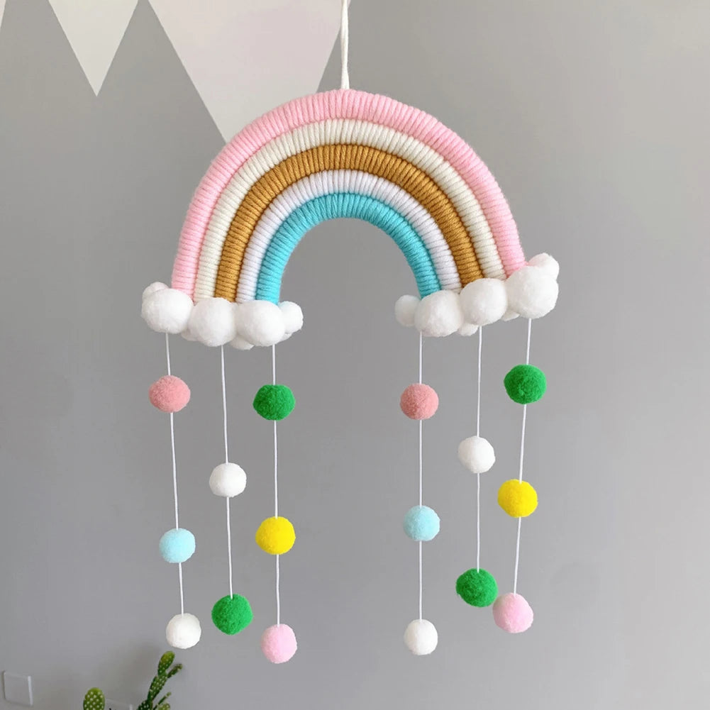 Woven Rainbow Ball Pendant Kids Room Hanging Ornament Balcony Home Wall Decor