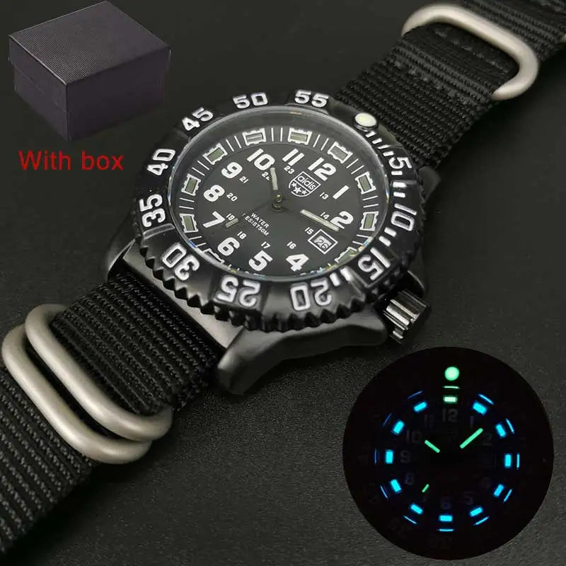 Men's Sports Watch Military Luxury Rotating Bezel Luminous Watch NATO Nylon Strap 50m Waterproof Quartz Dive Watch