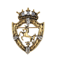 New Vintage Rhinestone Small Crown Prancing Brooch for Men's