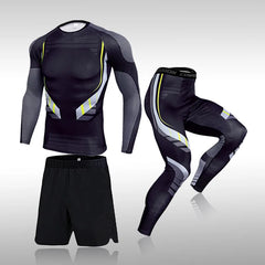 Men's Workout Sports Suit Gym Fitness Compression Clothes Running Jogging Sport Wear