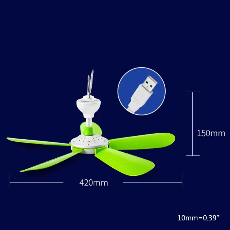 5W Remote Control Timing USB Ceiling Fan Air Cooler USB Fans for Bed Camping Outdoor Hanging Camper Tents Hanger Fan