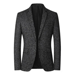 Men Blazer Solid Color Single-breasted Autumn Winter Lapel Buttons Suit Jacket for Daily Wear