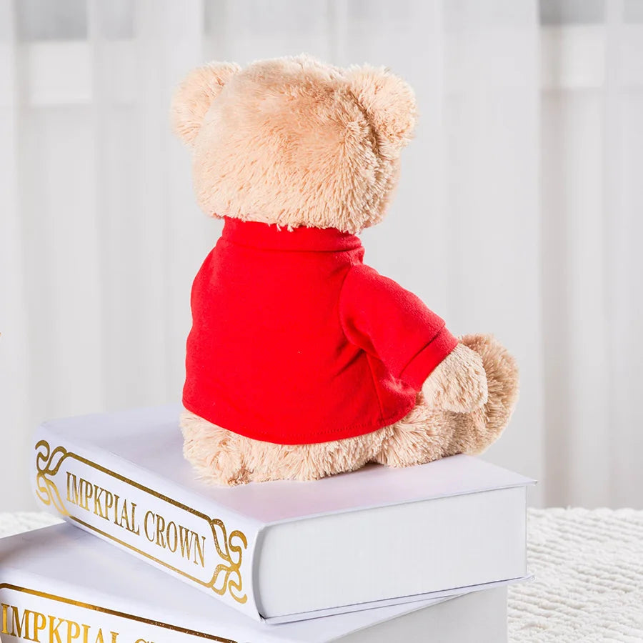 Bear Stuffed Animals Plush Toy I Love You Teddy Bear with Removable T-Shirt Gif