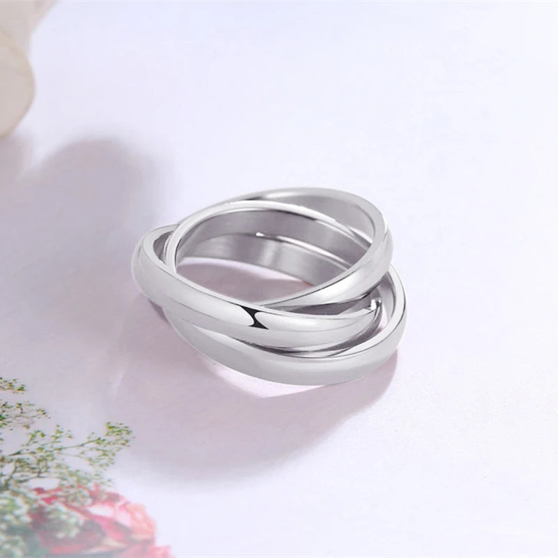 Triple Interlocked Engagement Rings for Women