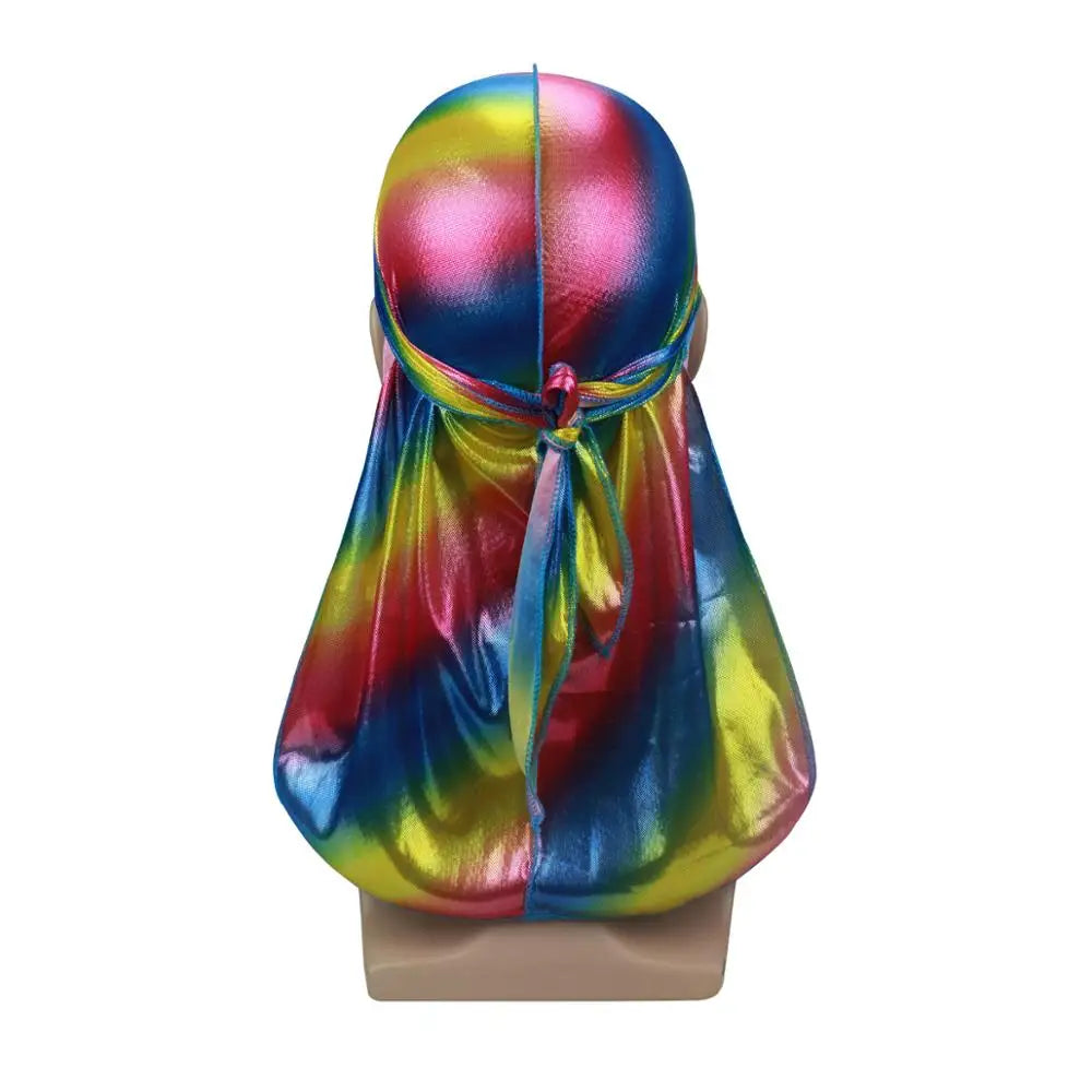 Fashion Men Colorful Durag Wave Caps Men's Sparkly Silky Durags