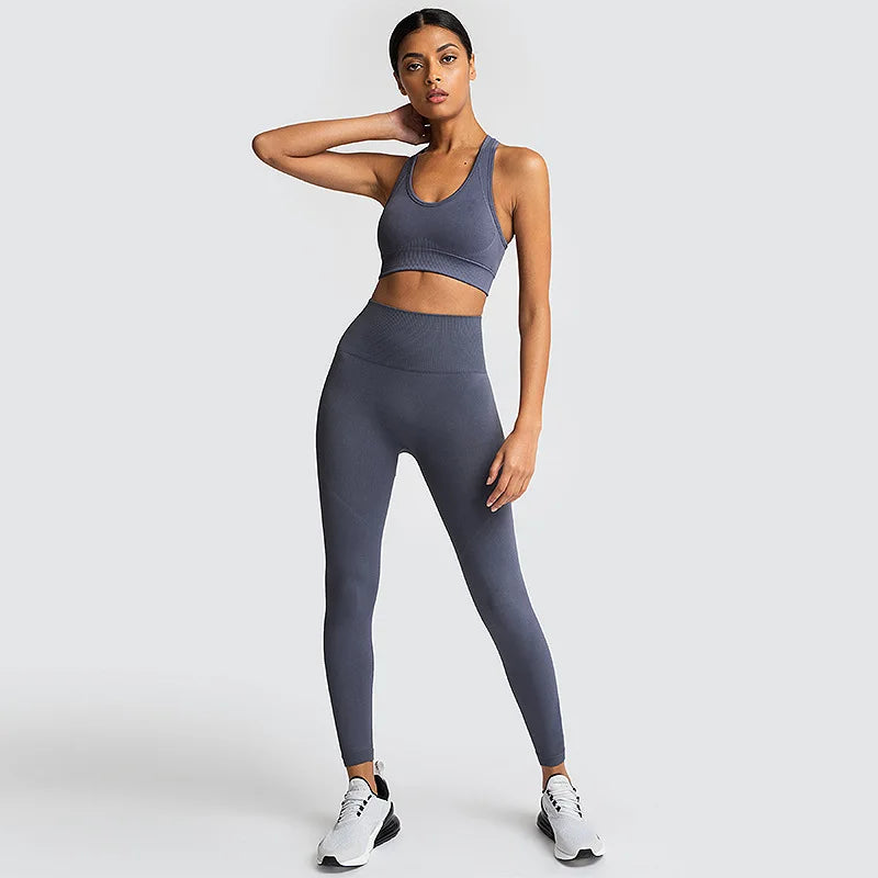 Women's Seamless Yoga Set Sportswear Sports Bra+Leggings Fitness Pants Gym Running Suit Exercise Clothing Athletic New