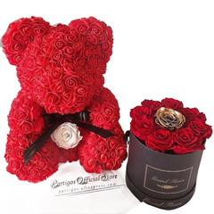 DIY Valentines Day Gifts Red Rose Bear Artificial foam Roses Flower