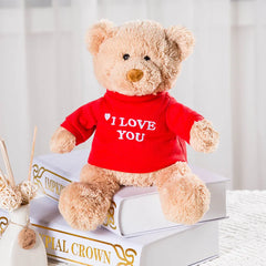 Bear Stuffed Animals Plush Toy I Love You Teddy Bear with Removable T-Shirt Gif