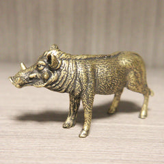 Heavy Brass Wild Boar Statue for Home Decors Retro Figurines Creative Handmade Animal Sculpture Art Bookcase Display Ornaments