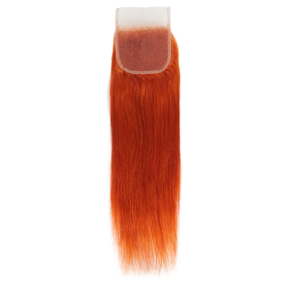 Blonde Orange Bundles With Closure Straight Hair Bundles With Closure Brazilian Hair Weave