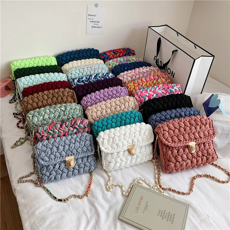 Handmade Woven Women's Crossbody Bags Thread Hook Knitted Shoulder Bag