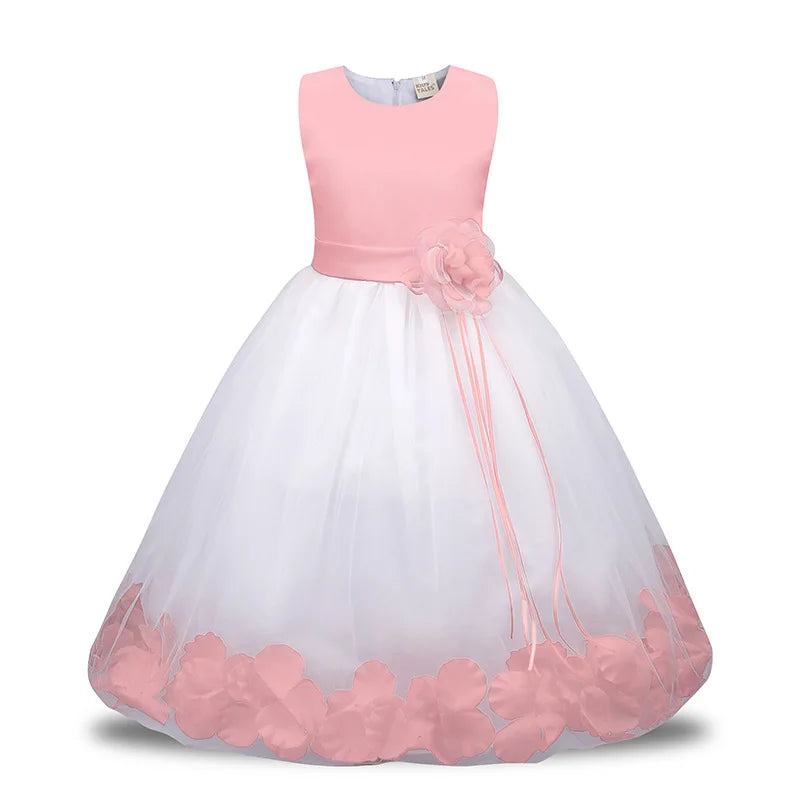 Formal Girls White Dress Princess Tutu Formal Dresses Birthday Ball Gown Evening Flower Toddler Girl Party Clothes