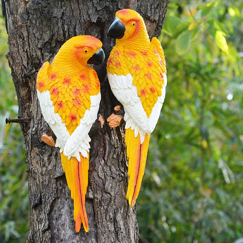 Creative Resin Color Parrot Statue Wall Hang Tree Decorative