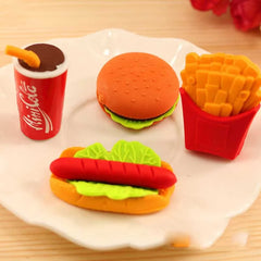 Interesting Creativity Burger Cola Fries Hot Dog design Food Drink Rubber Eraser