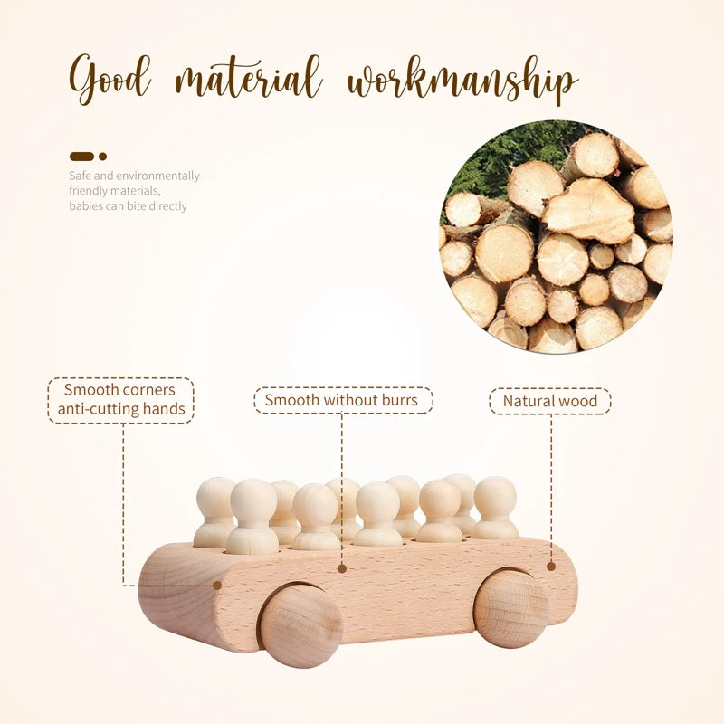 Montessori Wooden Toys for Children Puzzle Game Cartoon Wood Peg Dolls Educational Toy