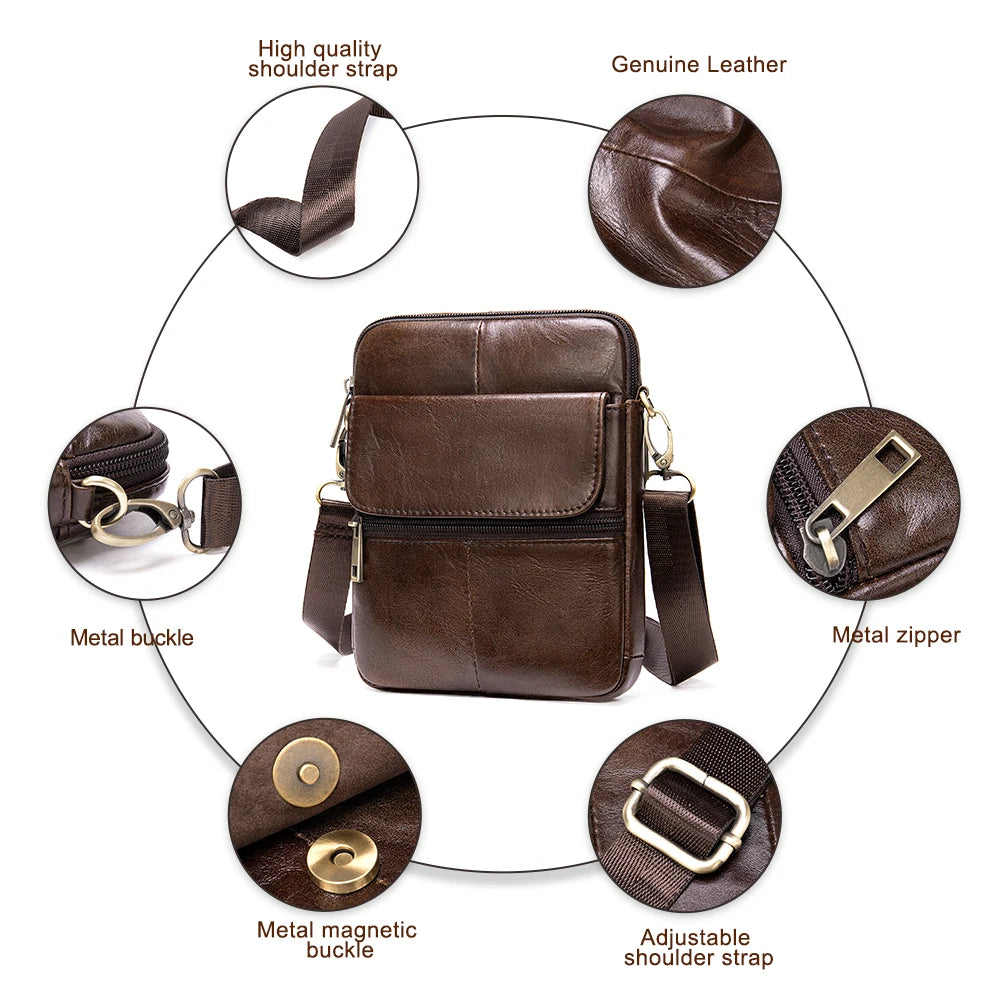 WESTAL Men's Leather Shoulder Bag Small Men's Genuine Leather Bag Man Mini Designer Bags Messenger Crossbody Bags Handbags 7350