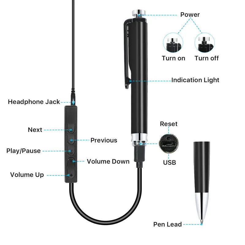 V51 Professional Recording Pen 32GB 64G Portable Voice Recorder Dictaphone Digital MP3 Player Sound Record Device Audio Recorder