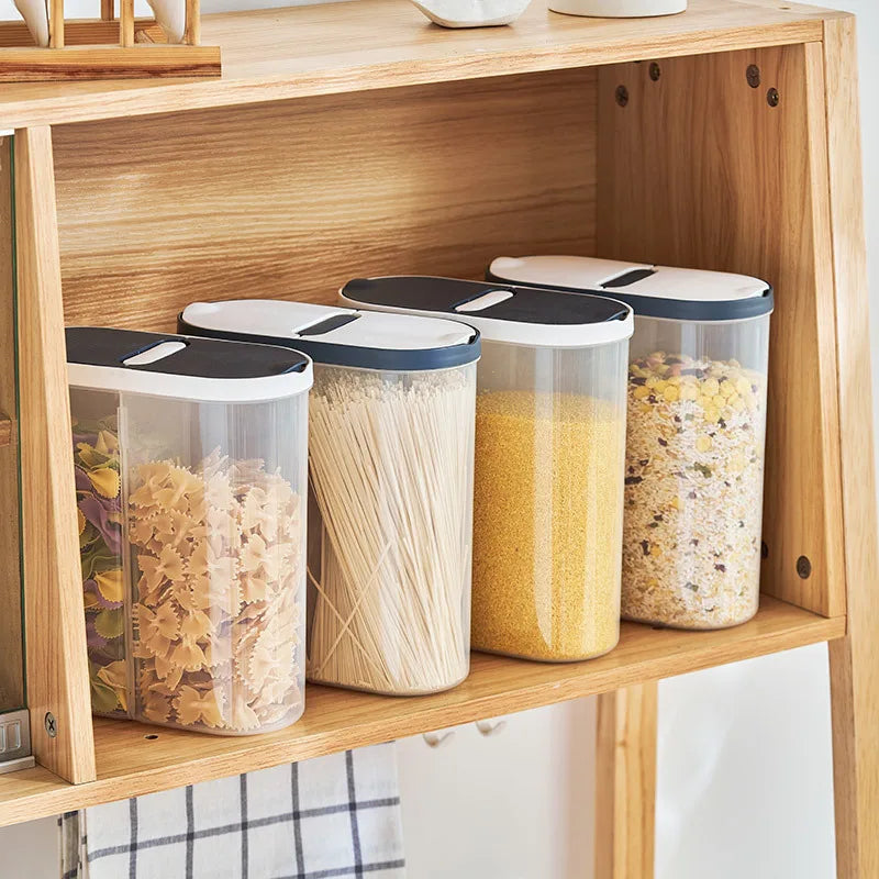 New Plastic Storage Container Pasta Rice Dispenser Cereals Organizer