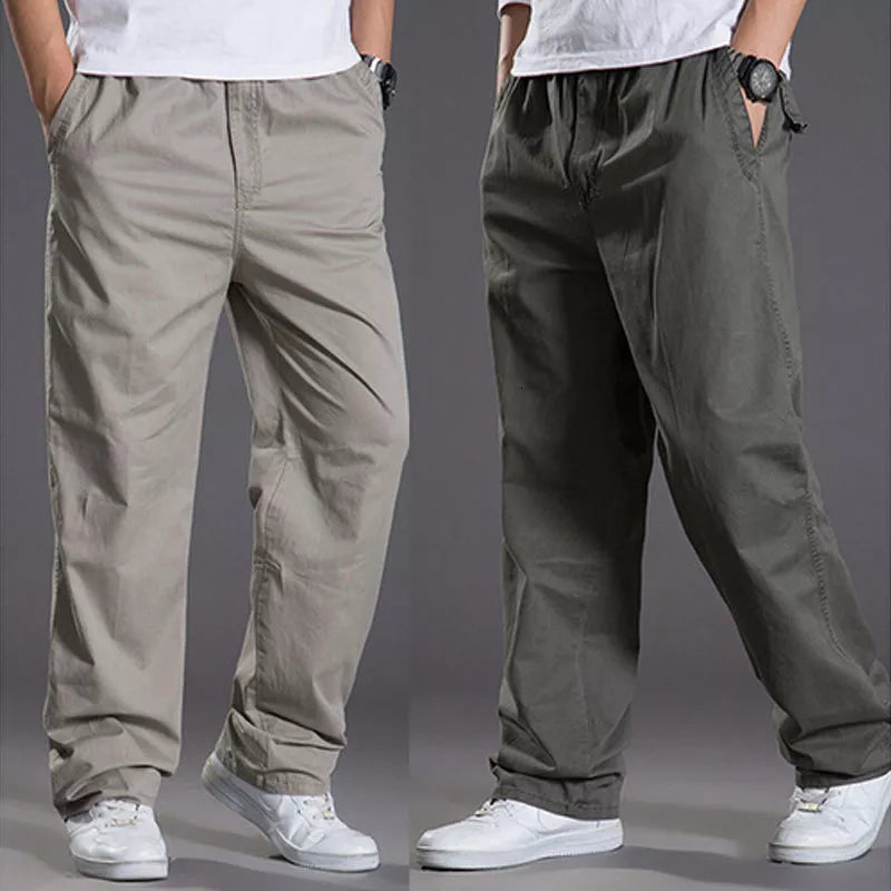 Men s casual Cargo Cotton pants men pocket loose Straight Pants