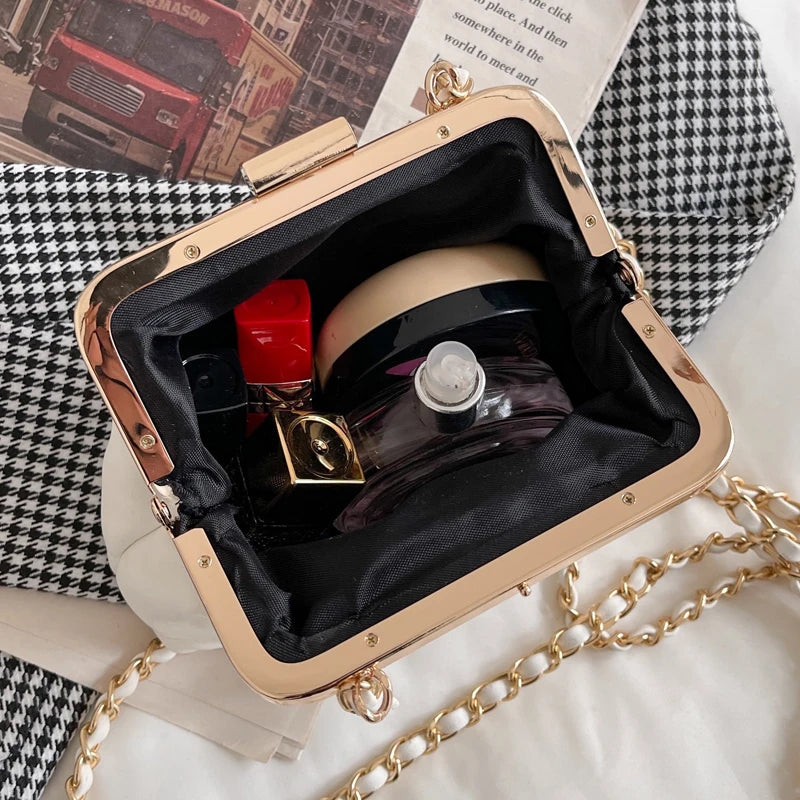 Stylish Totes Pearl Clip Bag Women's Party Clutch Wedding Crossbody Bag