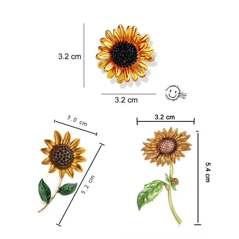 Fashion Yellow Rhinestone Sunflower Flower Brooch Female Party Clothing Accessories Pin Brooches