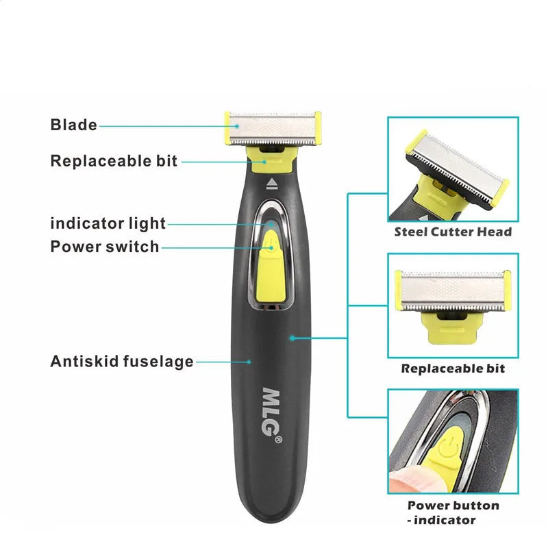 Men's Barber Washable Rechargeable Electric Shaver USB T-shaped Body Trimmer Beard for Men Beard Armpit Leg Chest Hair Removal